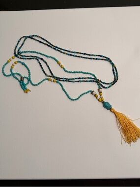 Boho Layered Turquoise Beaded Necklace Set Buddha Tassel Yoga Meditation